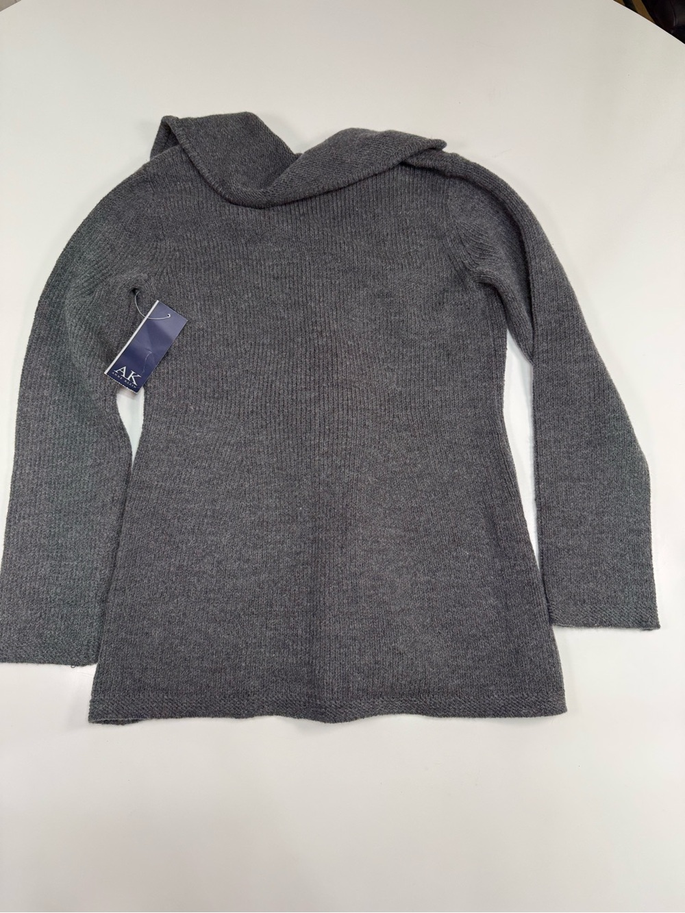 Anne Klein Wool Blend Dark Charcoal Button-Front Knit Cardigan - Picture 9 of 9